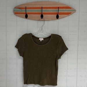 Olive Green Waffle Baby Tee